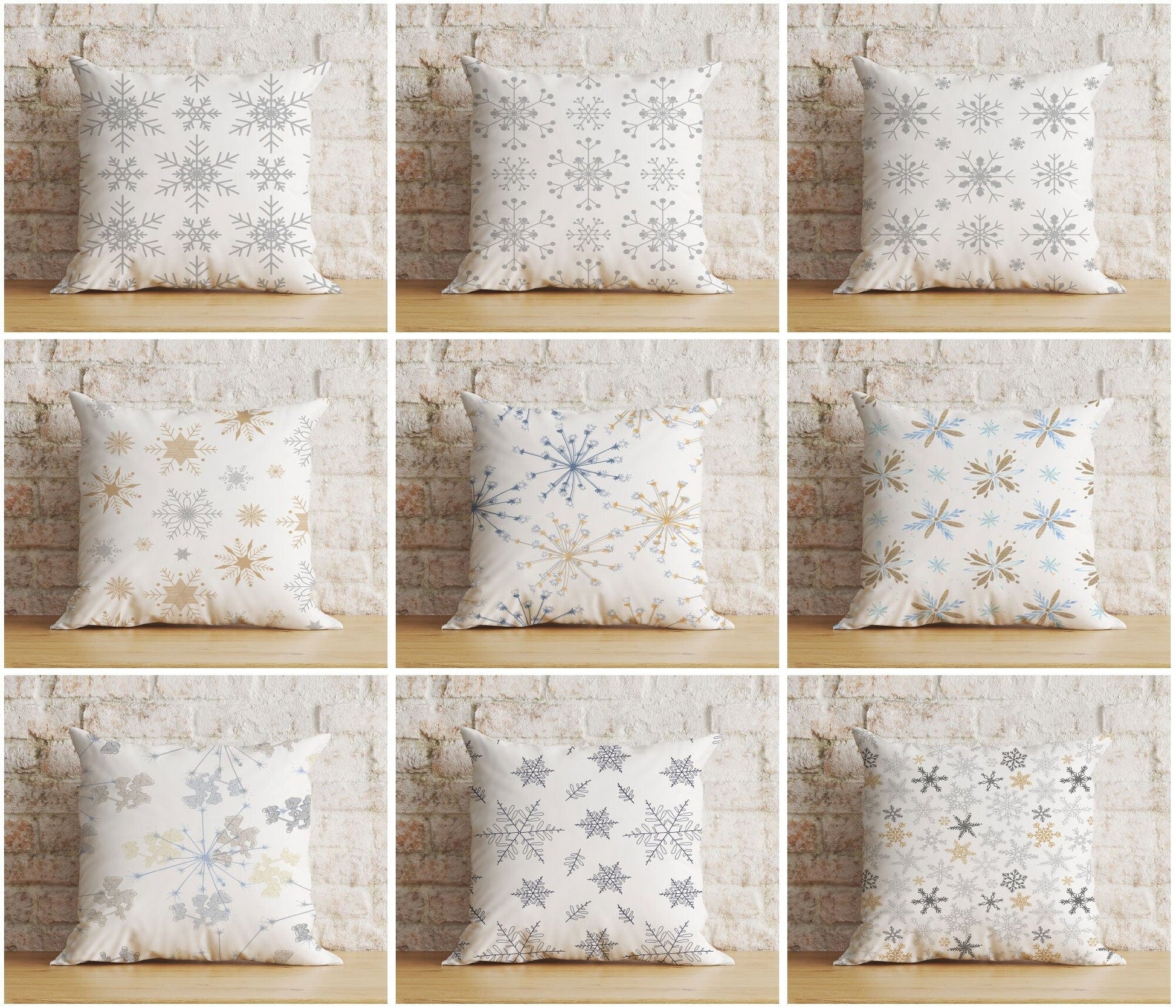 Onay Chritmas Stylish Snowflake Pattern Print Cushion Covers