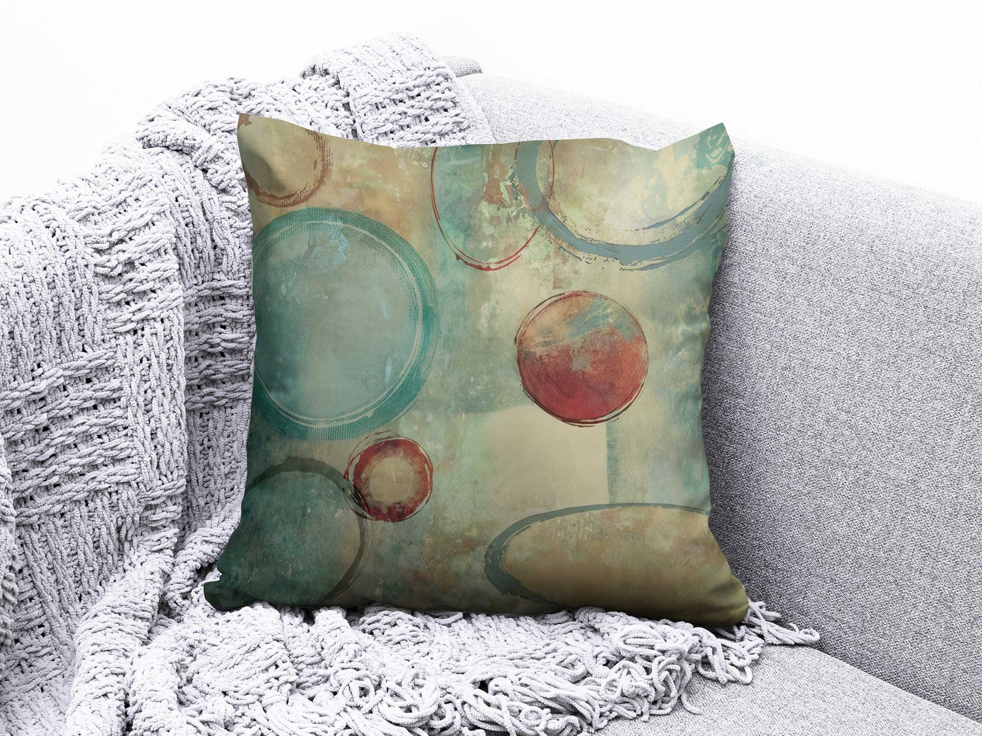 Onay Cushion Covers Circle Retro Pattern Cushion Cover Round Shapes Abstract Pillow Cover