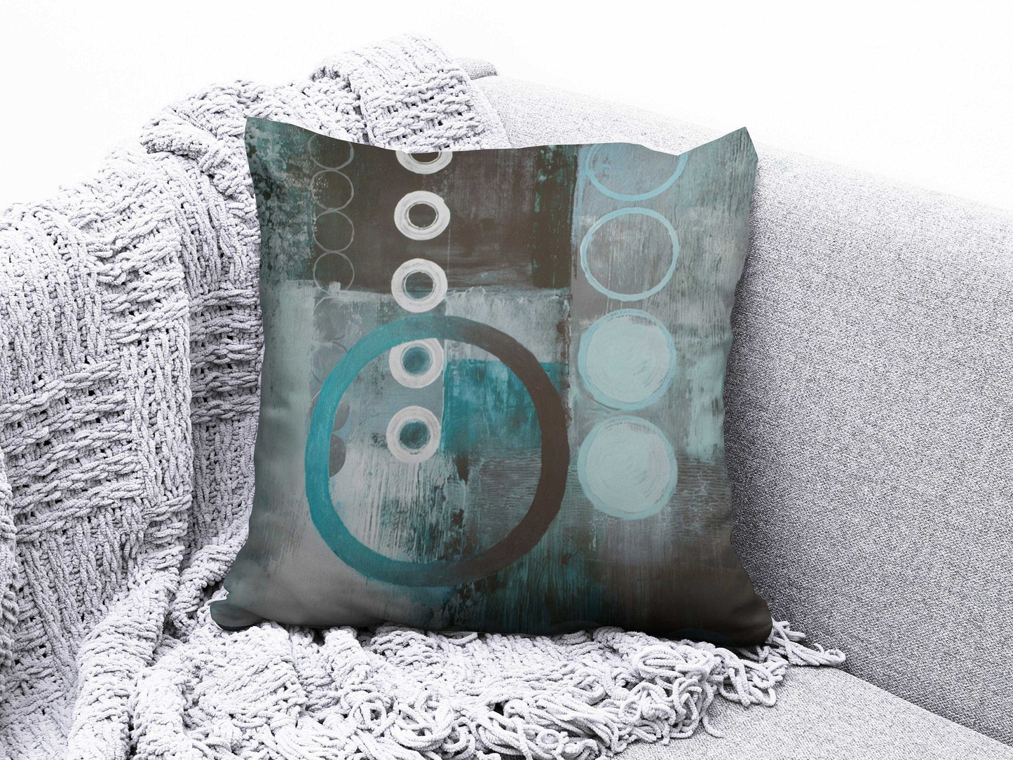 Onay Cushion Covers Circle Retro Pattern Cushion Cover Round Shapes Abstract Pillow Cover