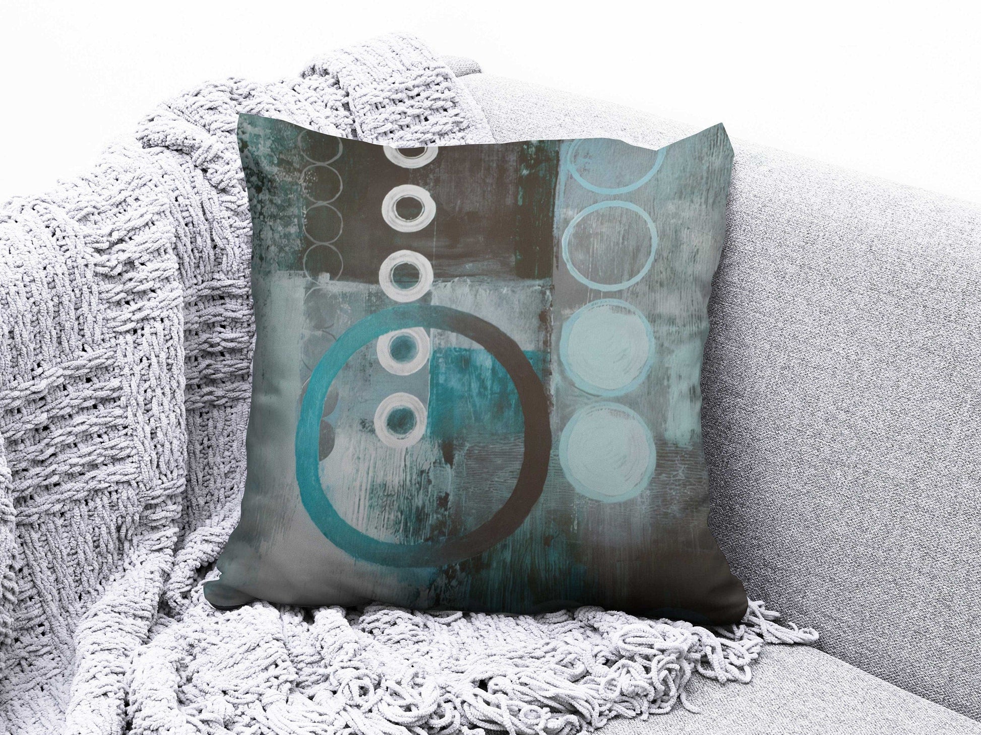 Onay Cushion Covers Circle Retro Pattern Cushion Cover Round Shapes Abstract Pillow Cover