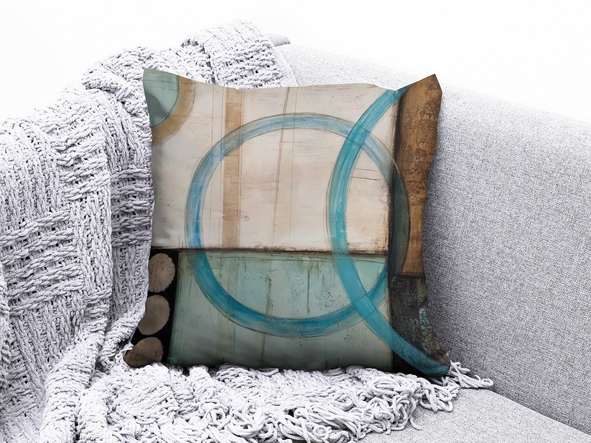 Onay Cushion Covers Circle Retro Pattern Cushion Cover Round Shapes Abstract Pillow Cover