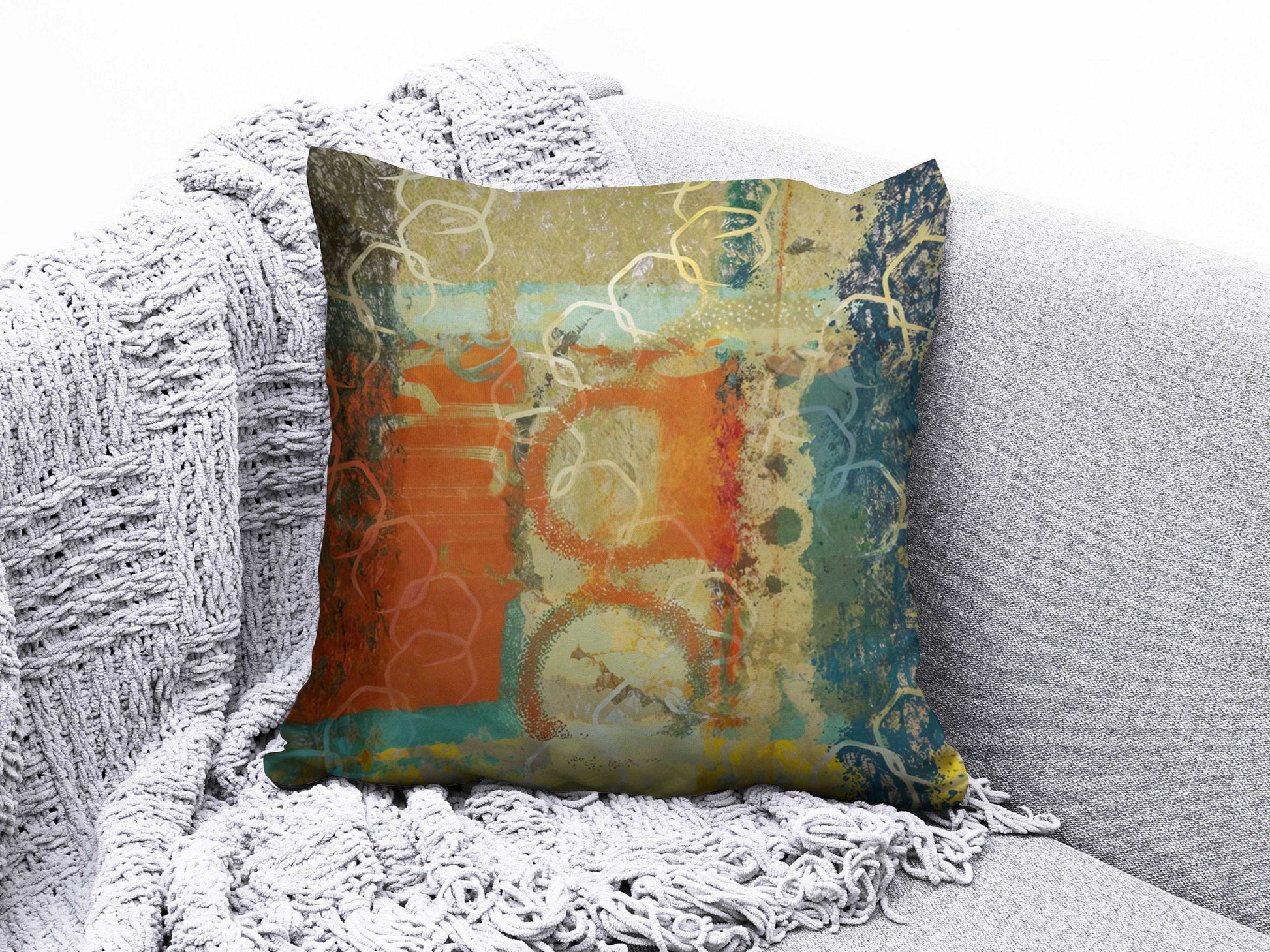 Onay Cushion Covers Circle Retro Pattern Cushion Cover Round Shapes Abstract Pillow Cover