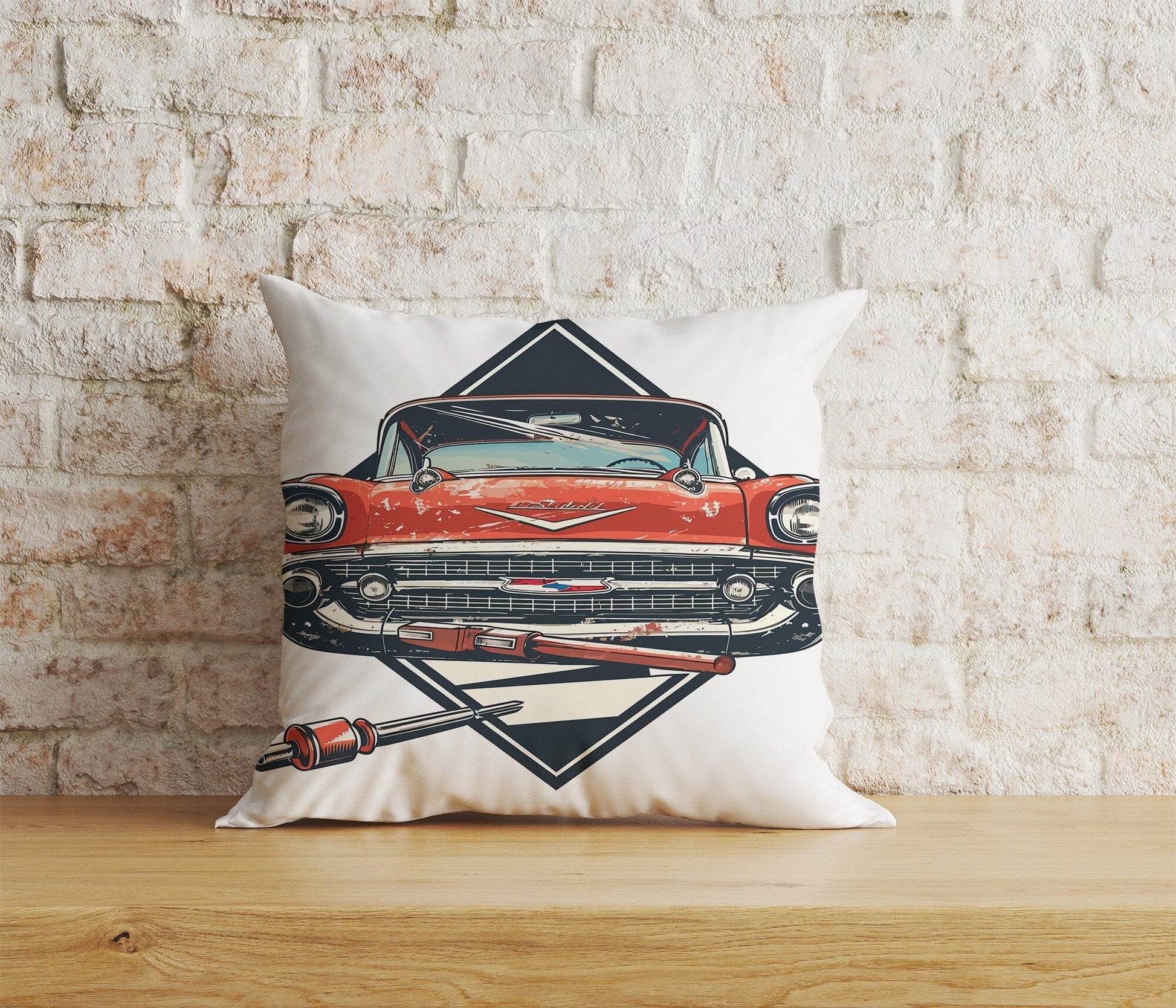 Onay Home Textile Cushion Covers 6 / 12 x 12 inch (30 x 30 cm) Double Side Classic Cars Cushion Cover Retro Car Throw Cushions