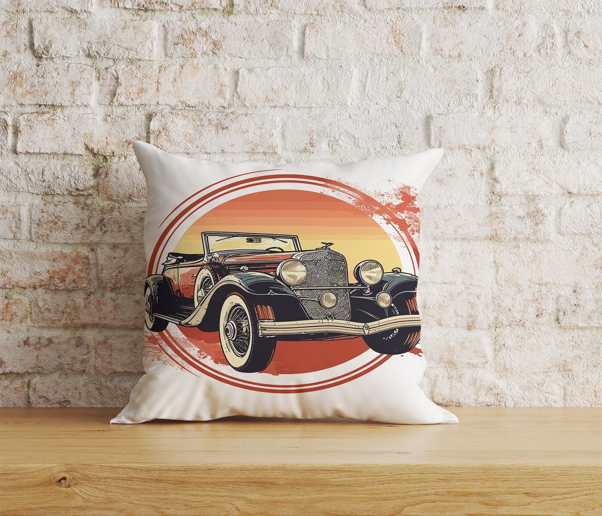 Onay Home Textile Cushion Covers 5 / 12 x 12 inch (30 x 30 cm) Double Side Classic Cars Cushion Cover Retro Car Throw Cushions