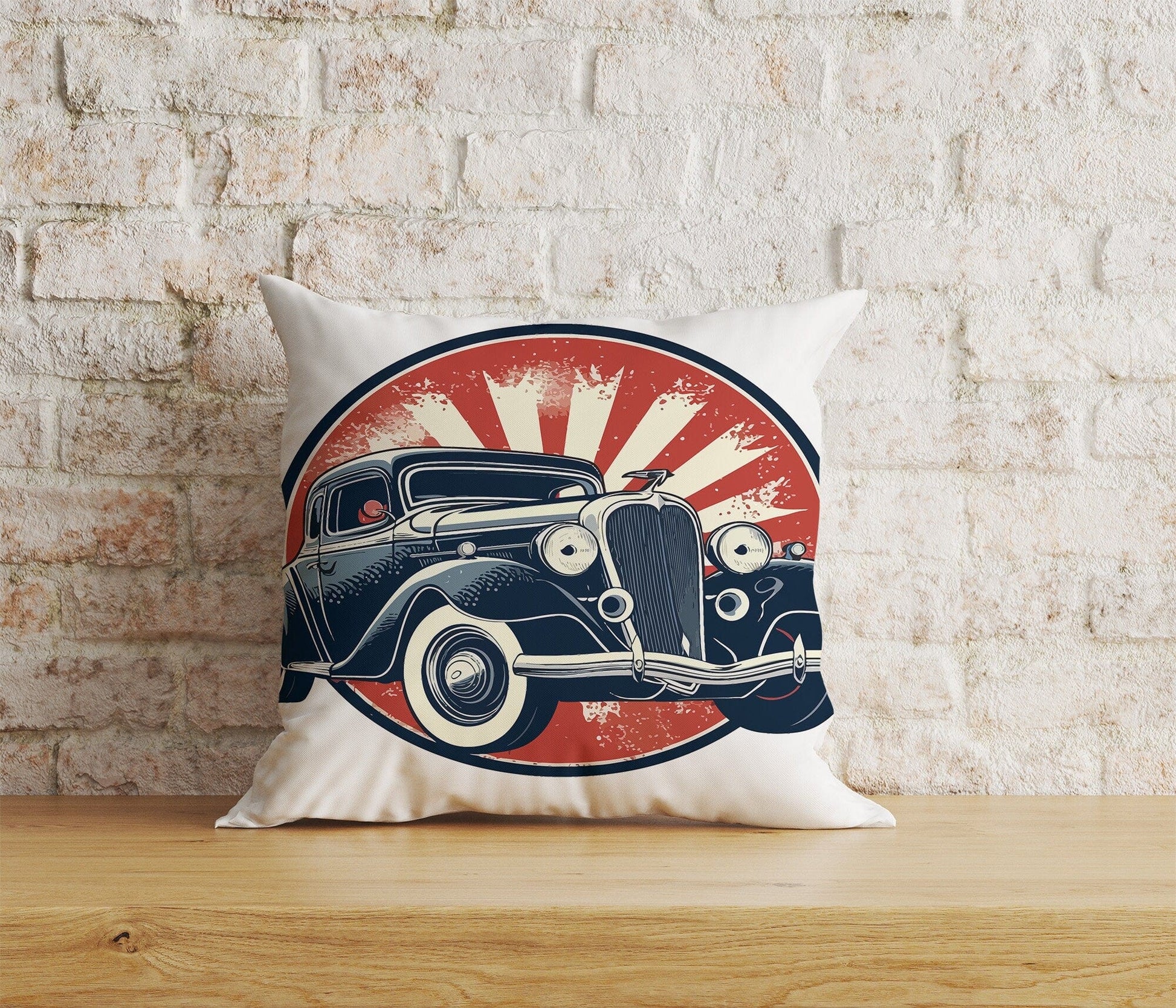 Onay Home Textile Cushion Covers 4 / 12 x 12 inch (30 x 30 cm) Double Side Classic Cars Cushion Cover Retro Car Throw Cushions