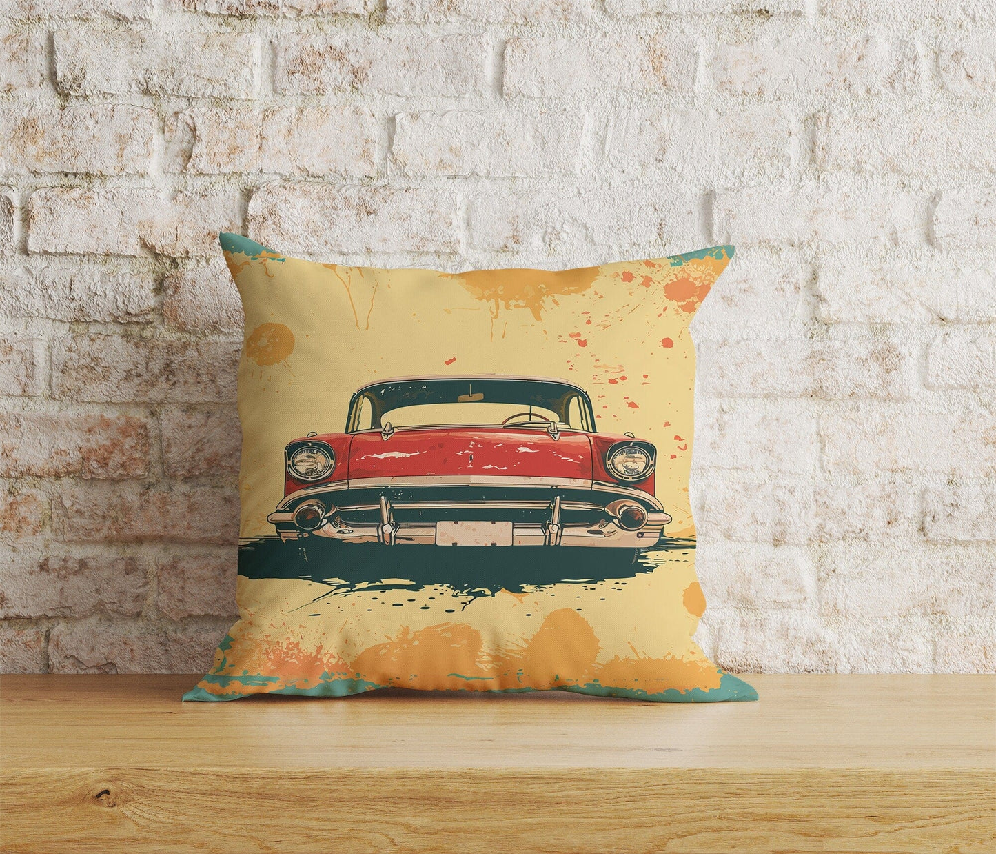 Onay Home Textile Cushion Covers 3 / 12 x 12 inch (30 x 30 cm) Double Side Classic Cars Cushion Cover Retro Car Throw Cushions