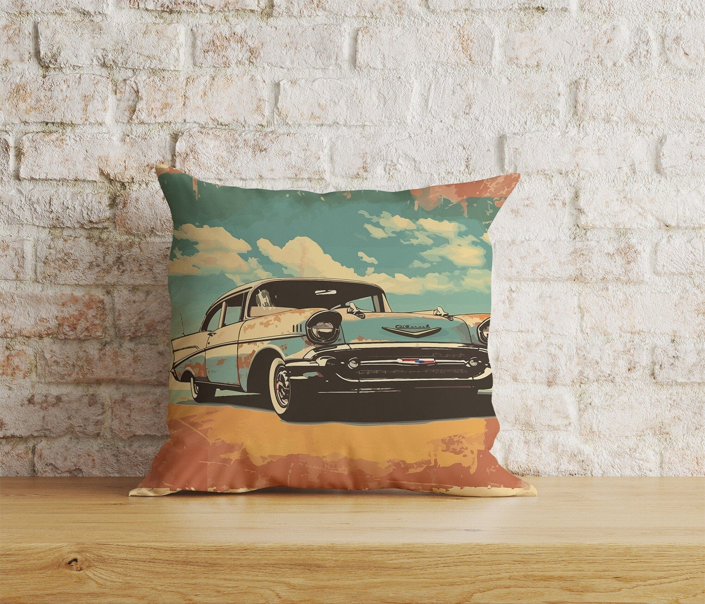 Onay Home Textile Cushion Covers 2 / 12 x 12 inch (30 x 30 cm) Double Side Classic Cars Cushion Cover Retro Car Throw Cushions