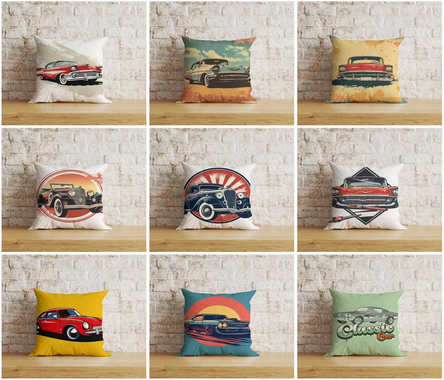Onay Home Textile Cushion Covers Classic Cars Cushion Cover Retro Car Throw Cushions