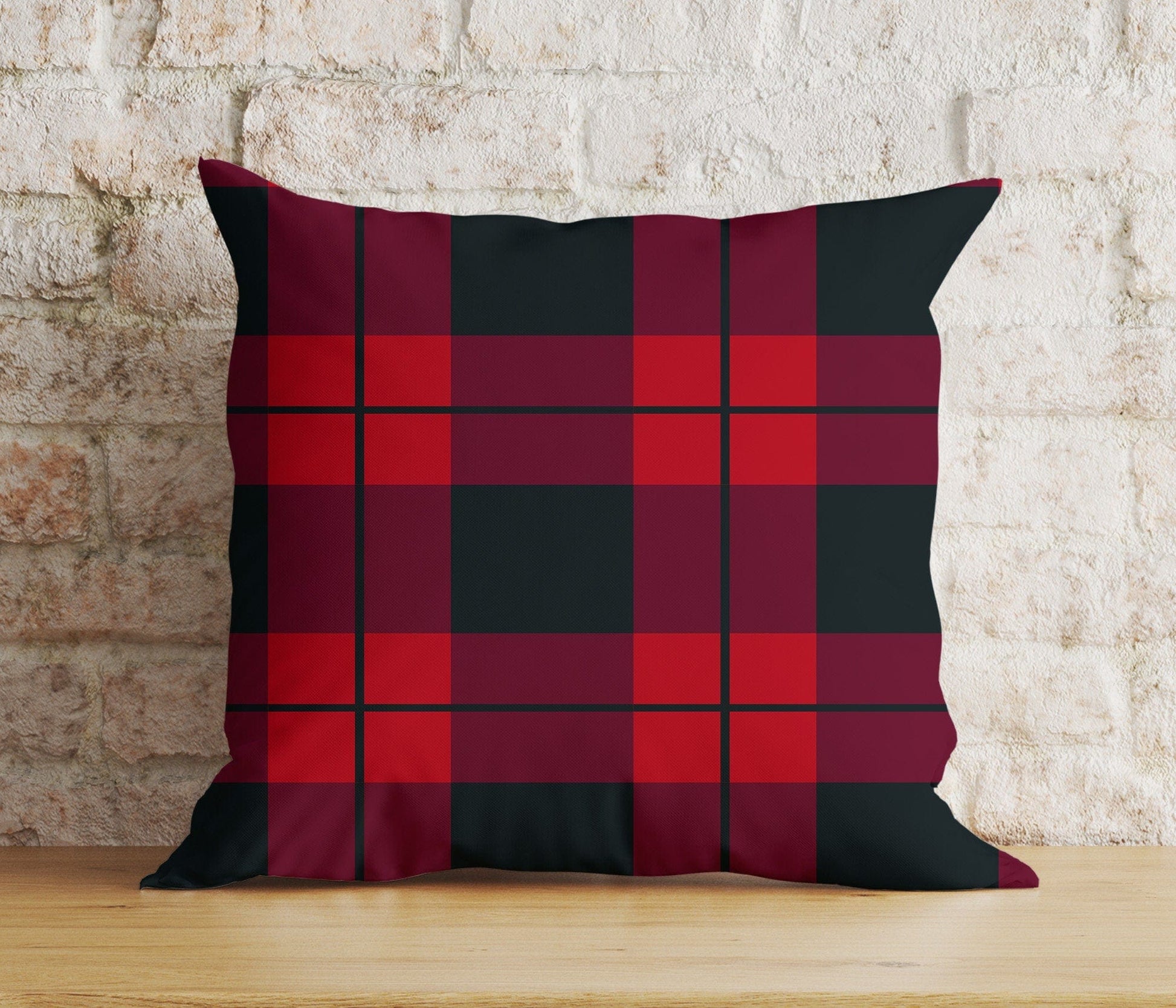 Onay 4 / 12 x 12 inch (30 x 30 cm) Double Side Classic Red and Yellow Plaid Pillow Covers Vibrant Tartan Cushion Covers