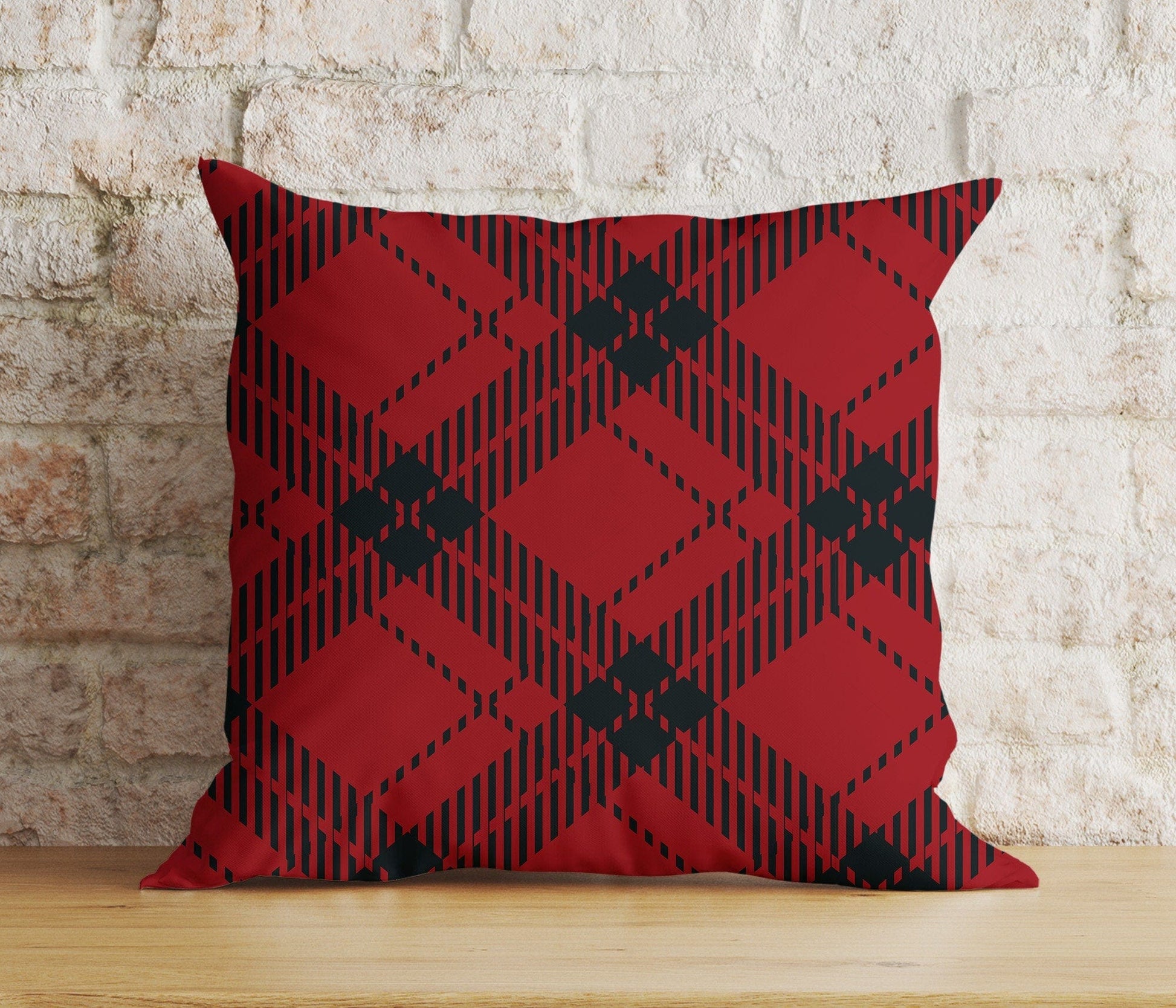 Onay 1 / 12 x 12 inch (30 x 30 cm) Double Side Classic Red and Yellow Plaid Pillow Covers Vibrant Tartan Cushion Covers