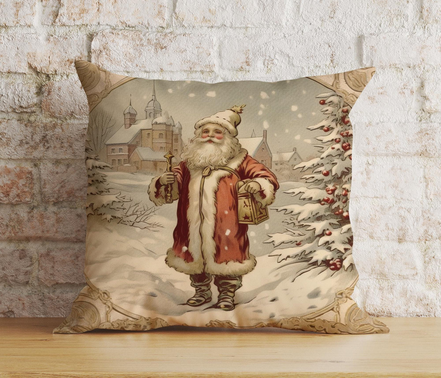 Onay 4 / 12 x 12 inch (30 x 30 cm) Double Side Classic Traditional Santa Christmas Timeless Cushion Covers