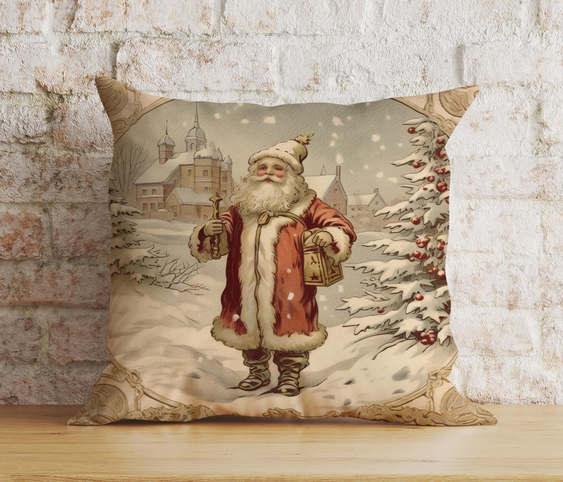 Onay 4 / 12 x 12 inch (30 x 30 cm) Double Side Classic Traditional Santa Christmas Timeless Cushion Covers