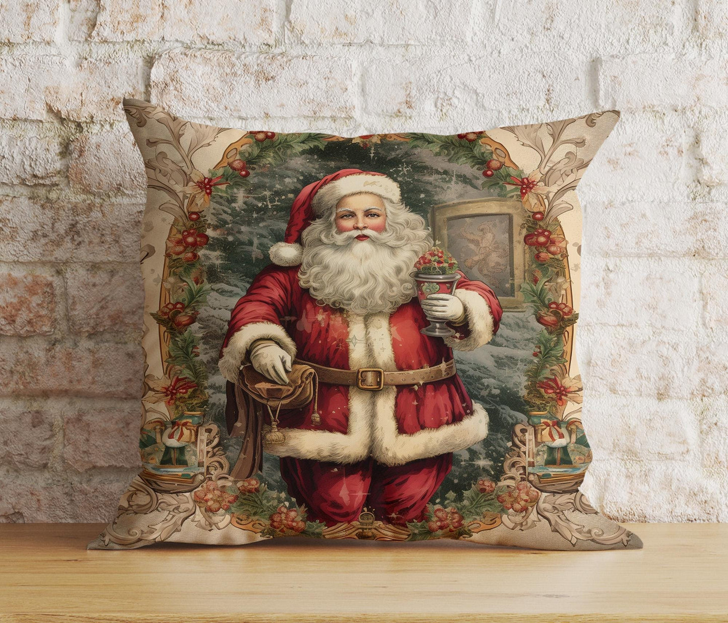 Onay 3 / 12 x 12 inch (30 x 30 cm) Double Side Classic Traditional Santa Christmas Timeless Cushion Covers