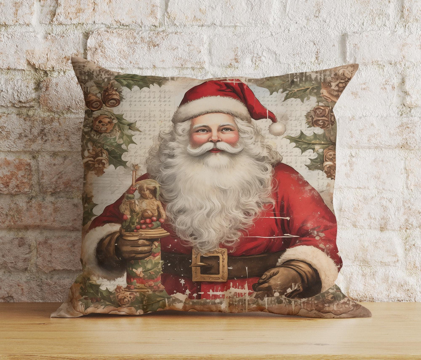 Onay 2 / 12 x 12 inch (30 x 30 cm) Double Side Classic Traditional Santa Christmas Timeless Cushion Covers