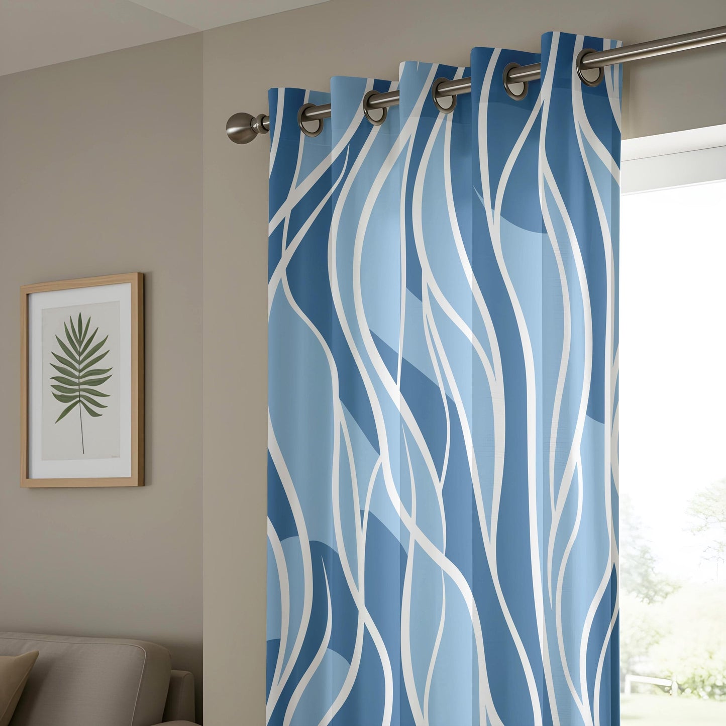 Onay Coastal Inspired Wavy Curtains, Minimalist Nordic Design, Elegant Geometric Drapery