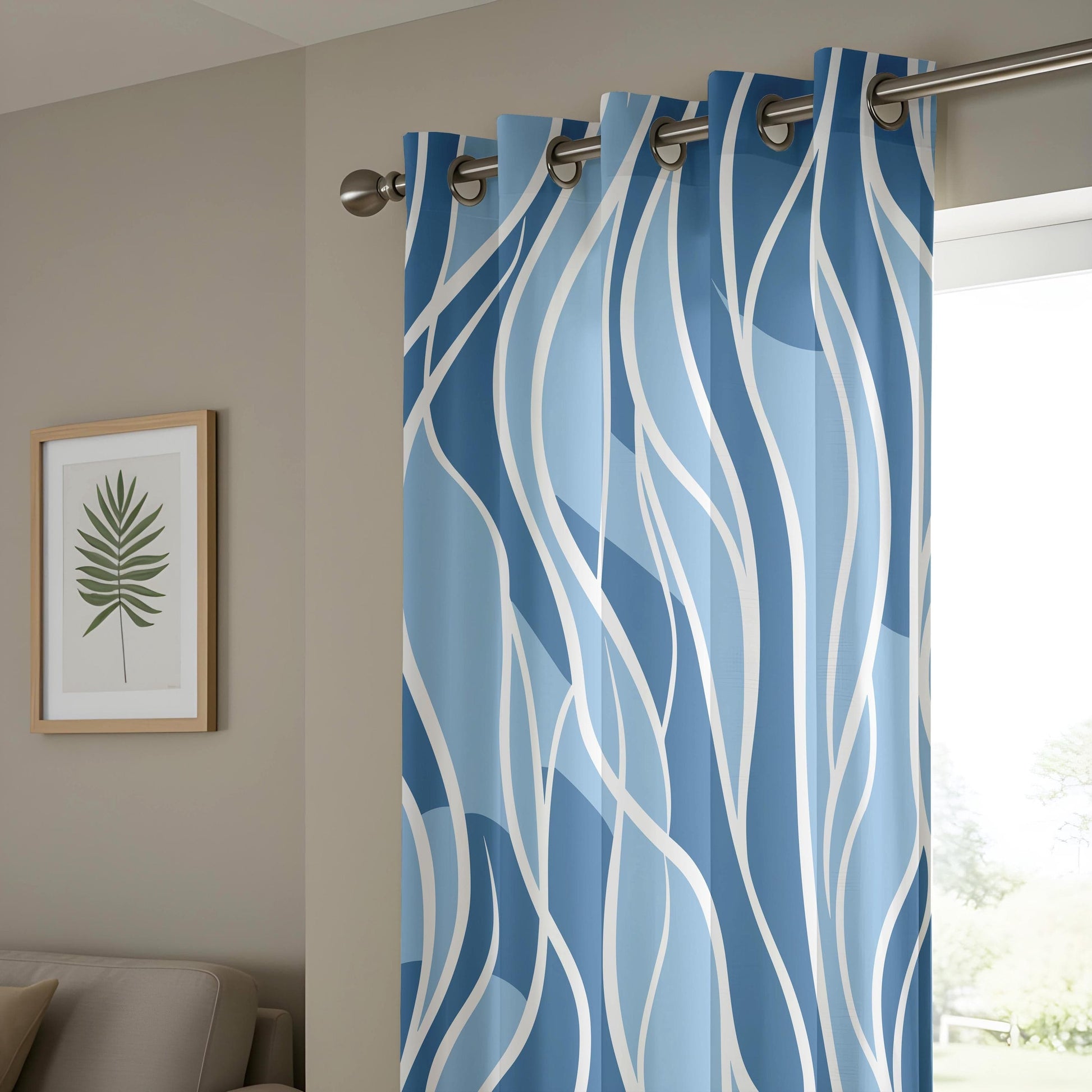 Onay Coastal Inspired Wavy Curtains, Minimalist Nordic Design, Elegant Geometric Drapery