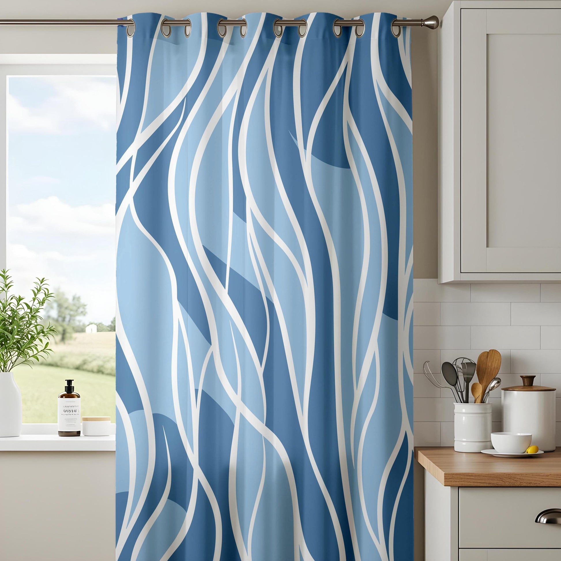 Onay Coastal Inspired Wavy Curtains, Minimalist Nordic Design, Elegant Geometric Drapery