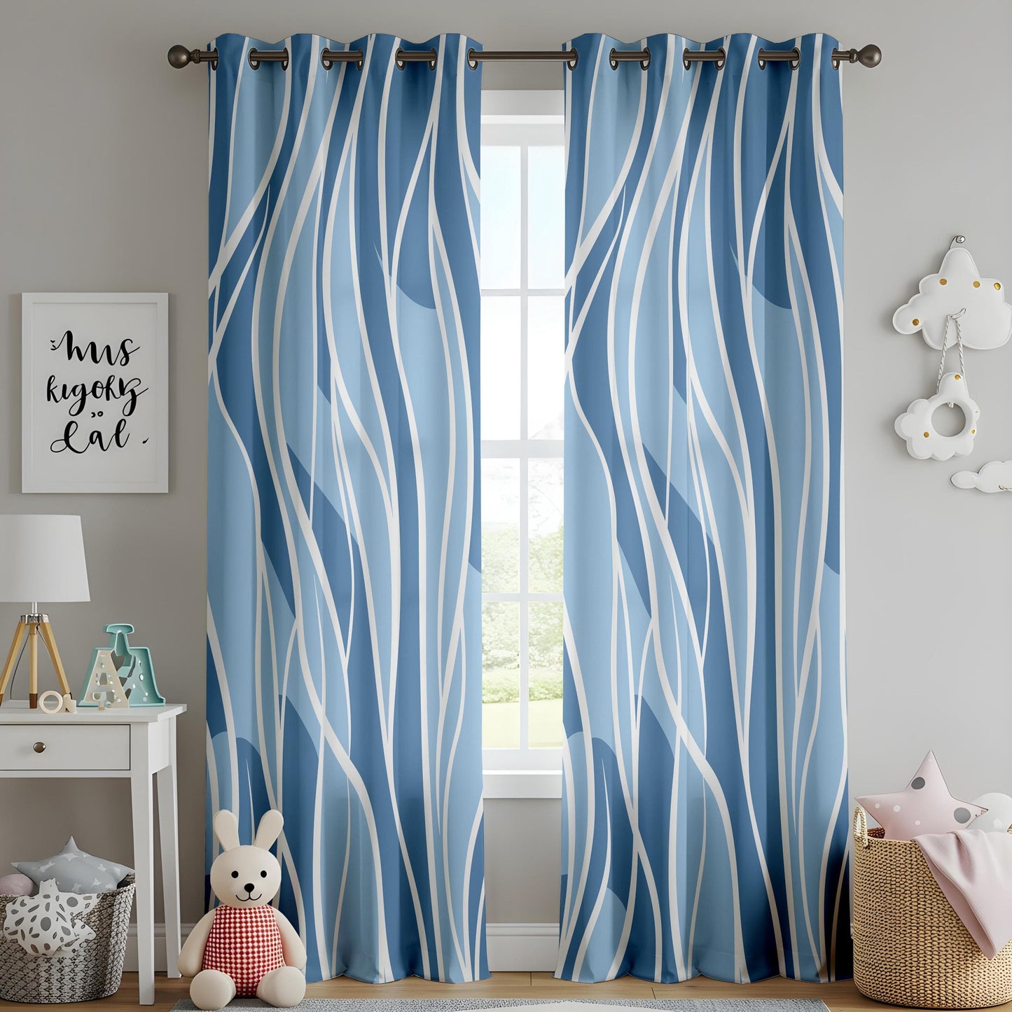 Onay Coastal Inspired Wavy Curtains, Minimalist Nordic Design, Elegant Geometric Drapery