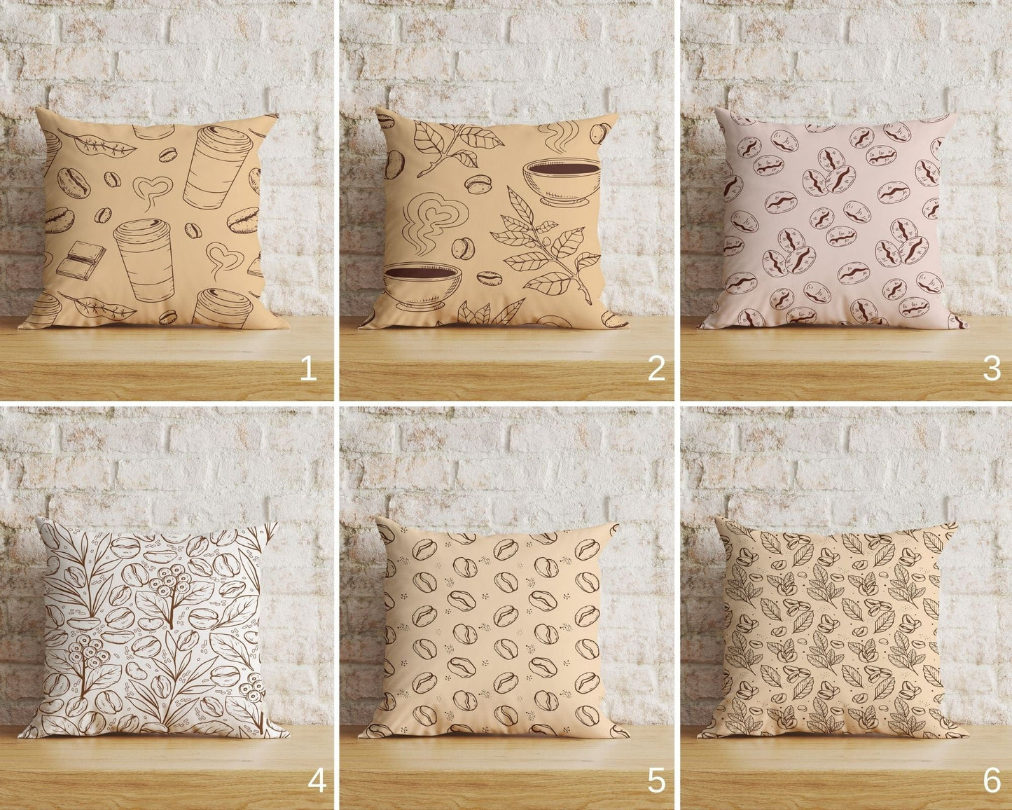 Onay Home Textile Cushion Covers Coffe Bean Square Cushion Covers Cup of Coffee Pillow Cover