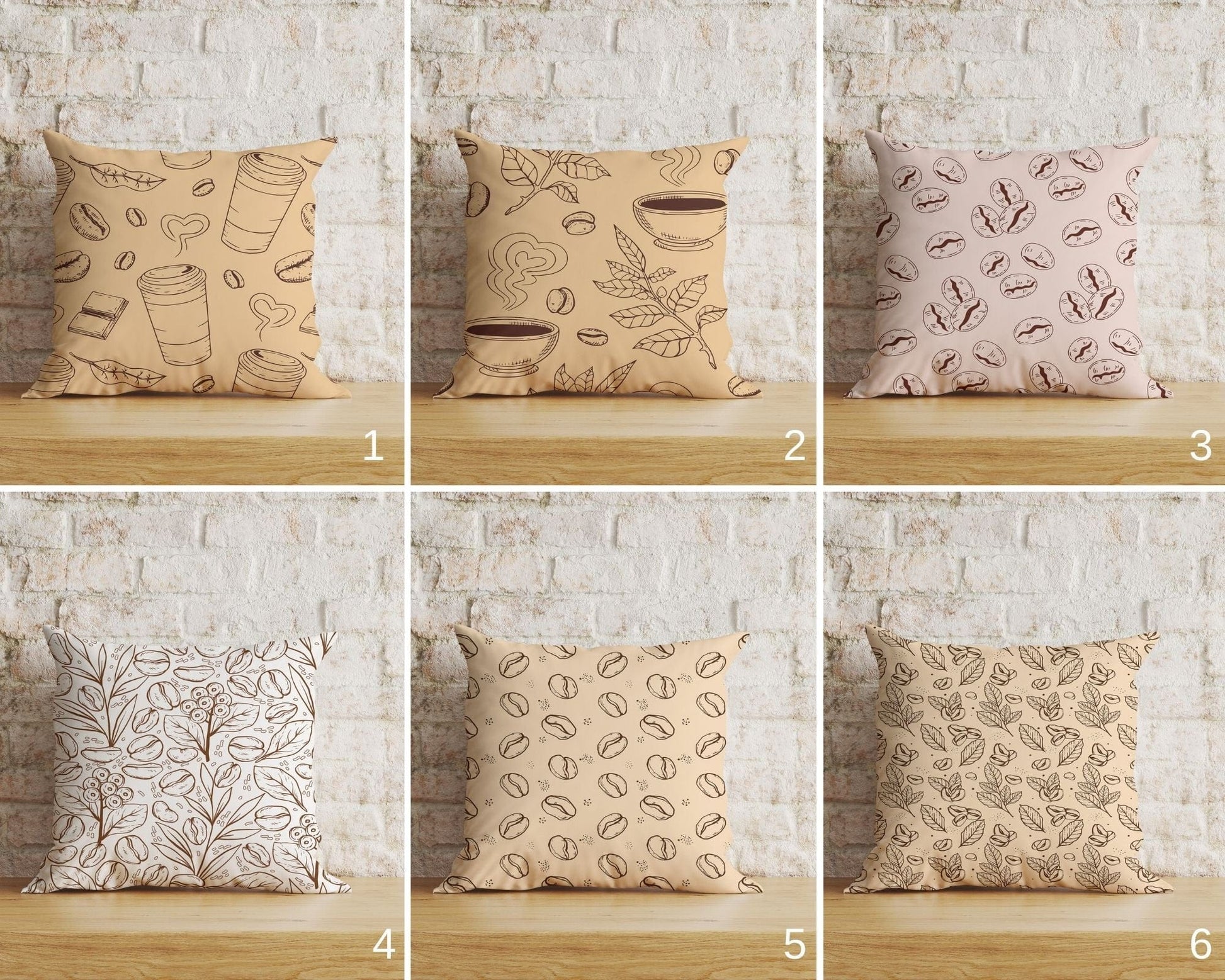 Onay Home Textile Cushion Covers Coffe Bean Square Cushion Covers Cup of Coffee Pillow Cover