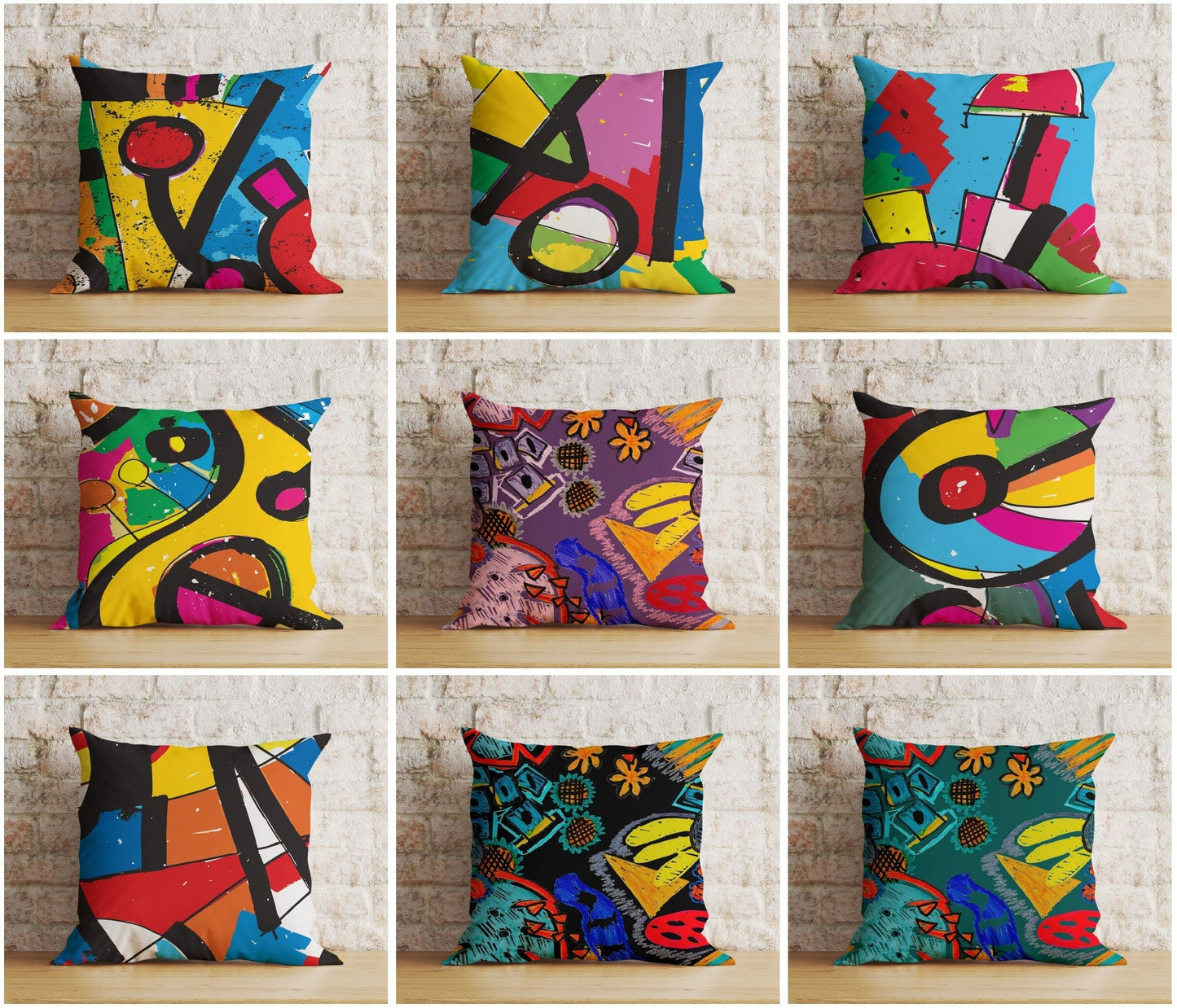 Onay Colorful Abstract Cushion Cover Retro Style Pillow Cover