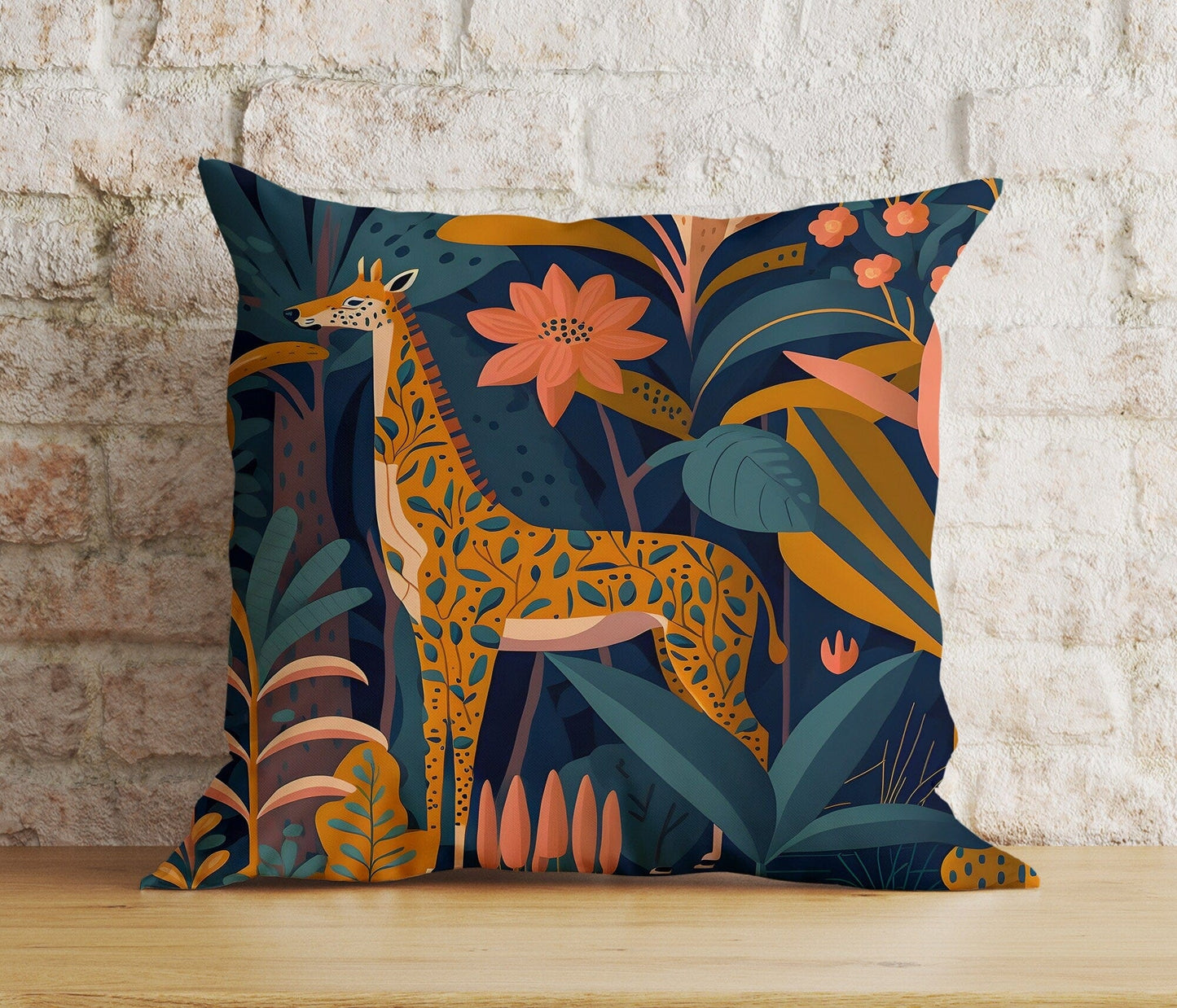 Onay Cushion Covers 2 / 12 x 12 inch (30 x 30 cm) Double Side Colorful Animal & Flowers Cushion Cover Tiger Leopard Throw Pillow Cover
