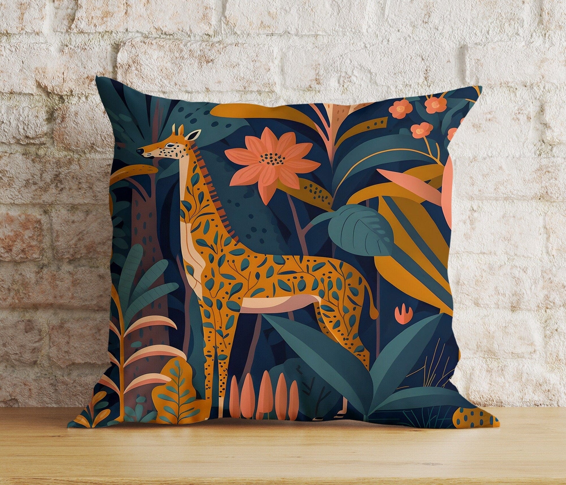 Onay Cushion Covers 2 / 12 x 12 inch (30 x 30 cm) Double Side Colorful Animal & Flowers Cushion Cover Tiger Leopard Throw Pillow Cover