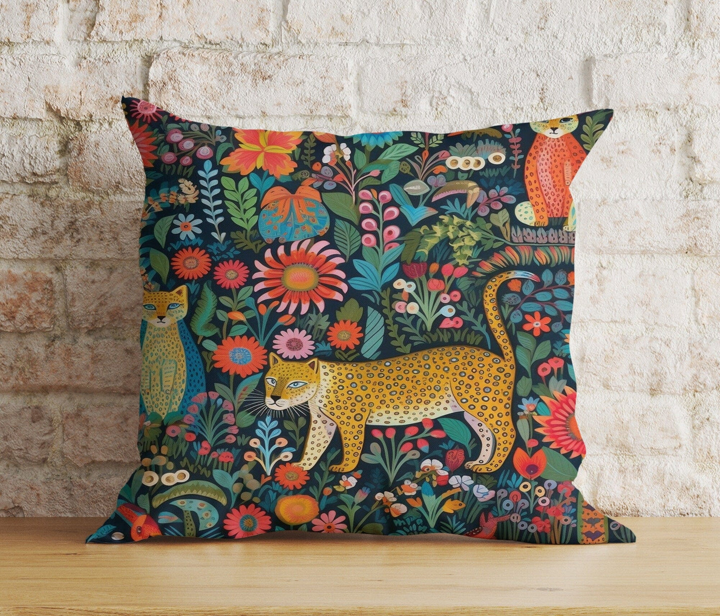 Onay Cushion Covers 1 / 12 x 12 inch (30 x 30 cm) Double Side Colorful Animal & Flowers Cushion Cover Tiger Leopard Throw Pillow Cover
