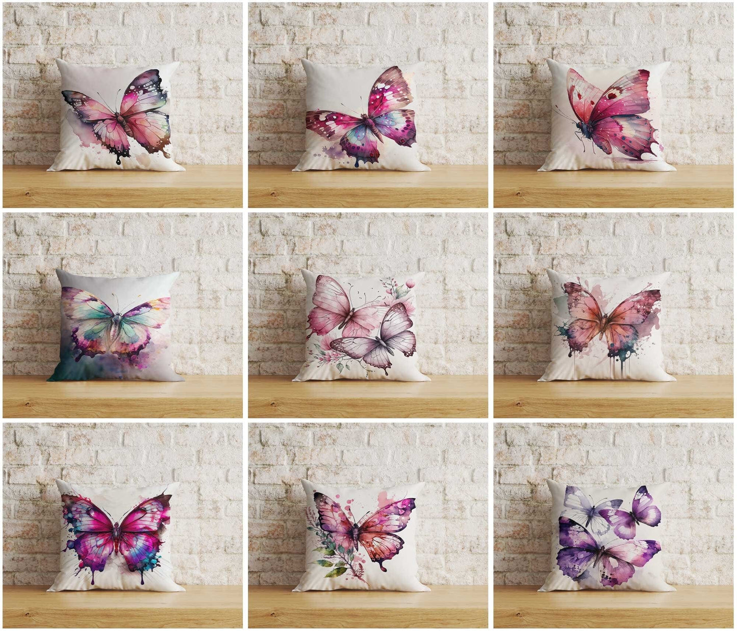 Onay Home Textile Cushion Covers Colorful Butterfly Cushion Cover Blue Pink Purple Pillowcase