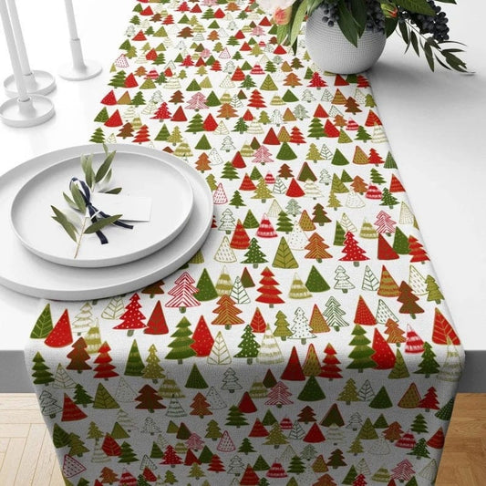 Onay 1 / 12 x 46 inch (30 x 120 cm) Colorful Christmas Trees Winter Decoration Table Runner