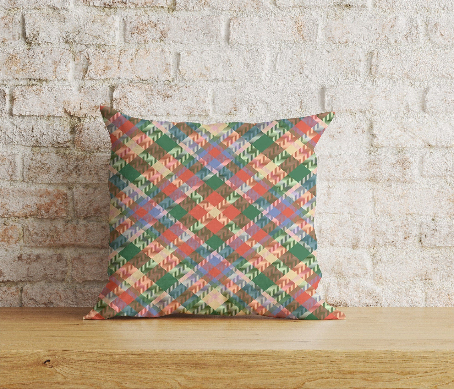 Onay 2 / 12 x 12 inch (30 x 30 cm) Colorful Crossed Striped Checkered Tartan Cushion Covers
