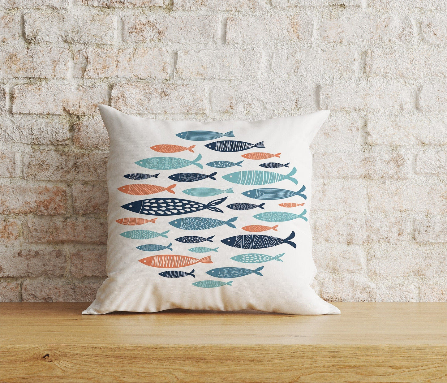 Onay Home Textile Cushion Covers 9 / 12 x 12 inch (30 x 30 cm) Double Side Colorful Fish Cushion Cover Nautical Coastal Pillow Cover