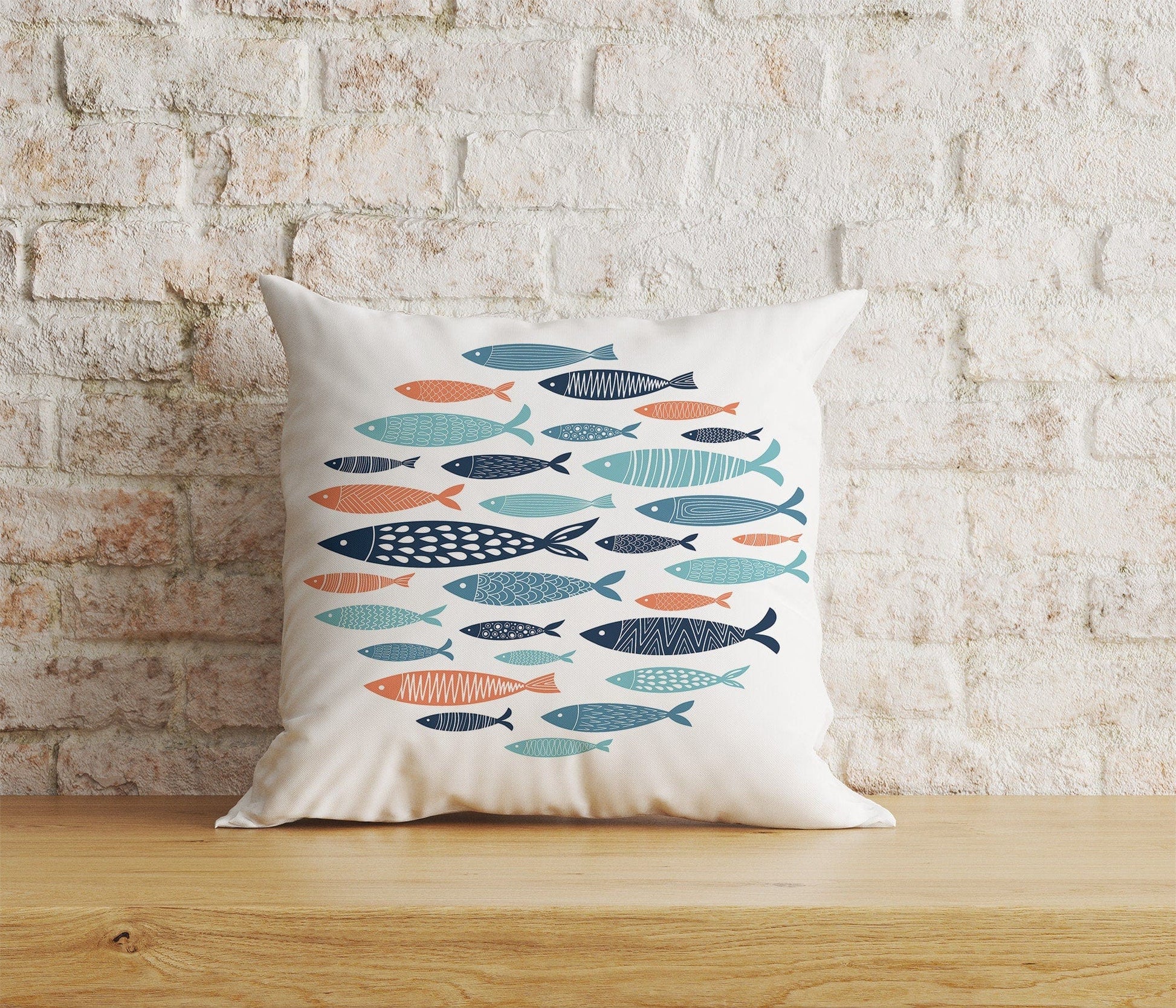 Onay Home Textile Cushion Covers 9 / 12 x 12 inch (30 x 30 cm) Double Side Colorful Fish Cushion Cover Nautical Coastal Pillow Cover