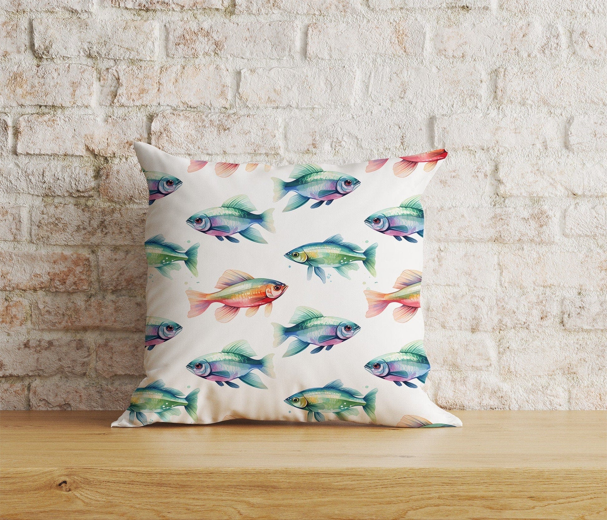 Onay Home Textile Cushion Covers 8 / 12 x 12 inch (30 x 30 cm) Double Side Colorful Fish Cushion Cover Nautical Coastal Pillow Cover