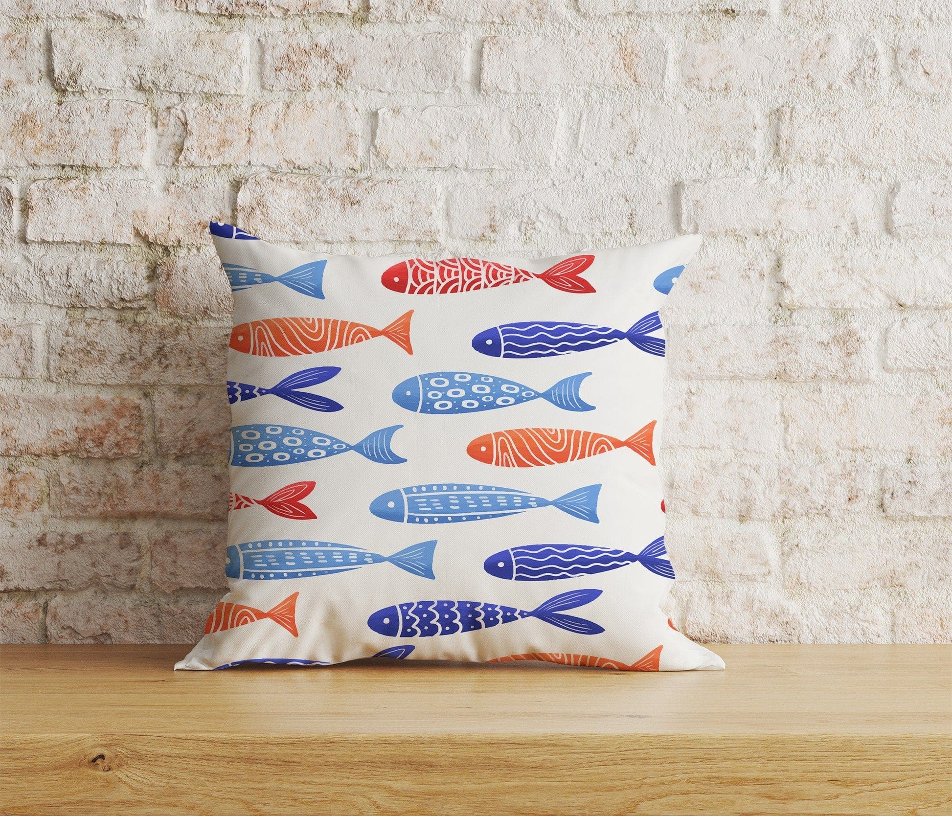 Onay Home Textile Cushion Covers 7 / 12 x 12 inch (30 x 30 cm) Double Side Colorful Fish Cushion Cover Nautical Coastal Pillow Cover