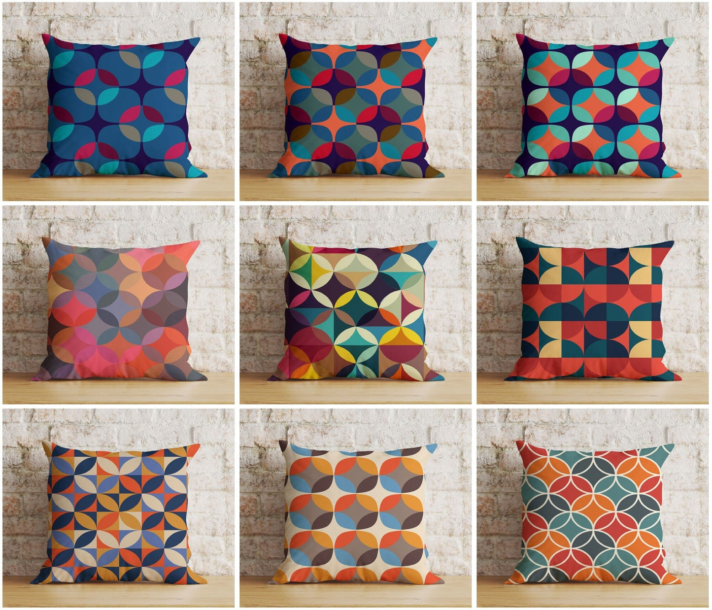 Onay Colorful Geometric Retro Abstract Decoration Cushion Cover