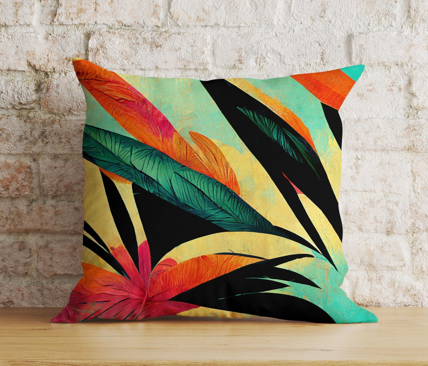 Onay Cushion Covers 9 / 12 x 12 inch (30 x 30 cm) Double Side Colorful Leaves Cushion Cover Floral Pillow Cover