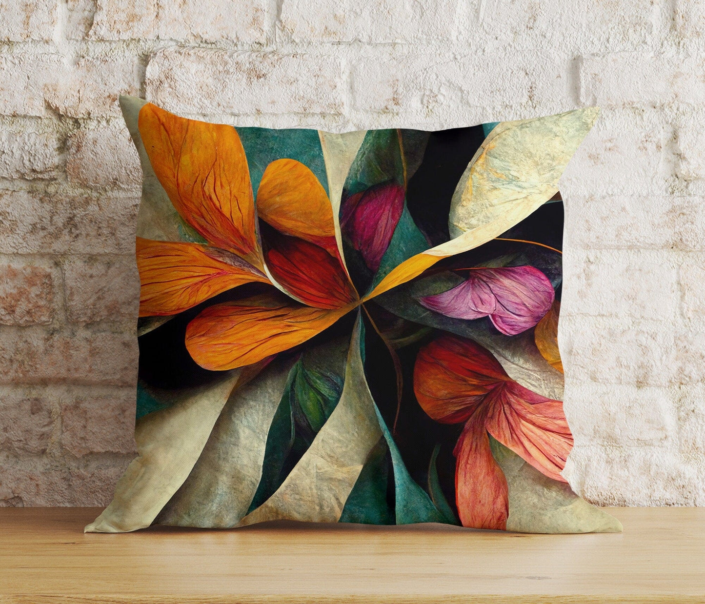 Onay Cushion Covers 6 / 12 x 12 inch (30 x 30 cm) Double Side Colorful Leaves Cushion Cover Floral Pillow Cover