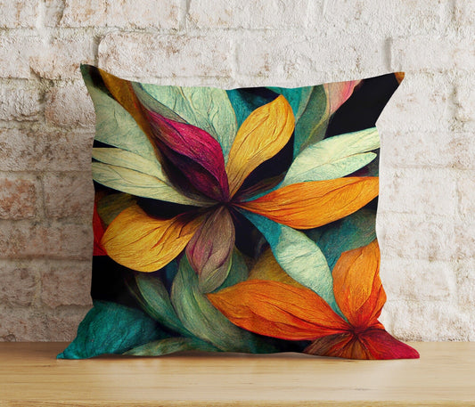 Onay Cushion Covers 1 / 12 x 12 inch (30 x 30 cm) Double Side Colorful Leaves Cushion Cover Floral Pillow Cover