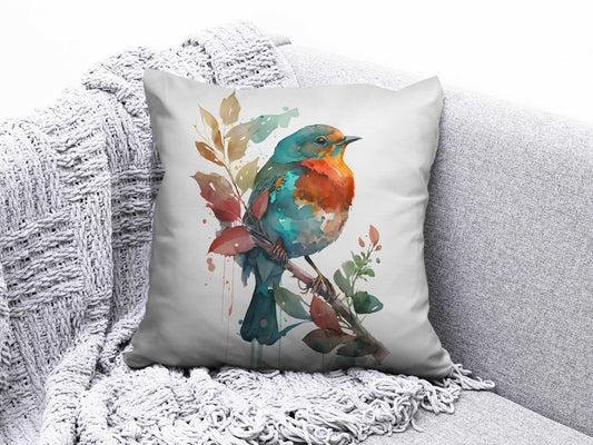 Onay Cushion Covers 1 / 12 x 12 inch (30 x 30 cm) Double Side Colorful Sparrow Goldfinch Robin Cushion Cover