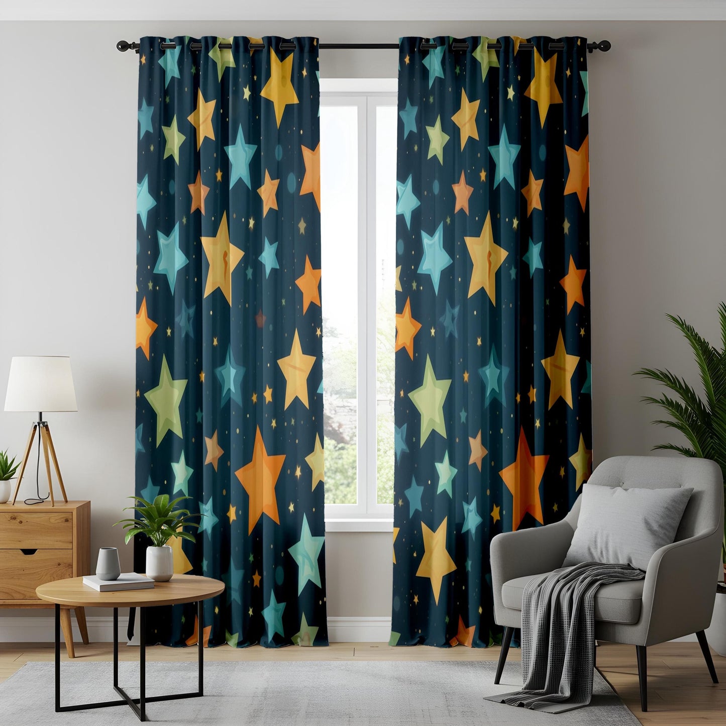 Onay Colorful Starry Night Curtains, Cosmic Galaxy Window Drapes