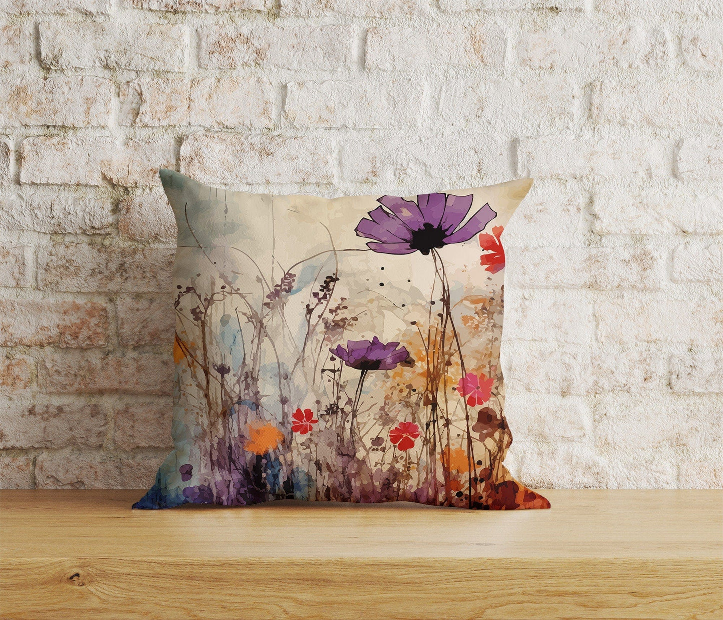 Onay Home Textile Cushion Covers 6 / 12 x 12 inch (30 x 30 cm) Double Side Colorful & Vivid Floral Watercolor Painting Cushion Cover