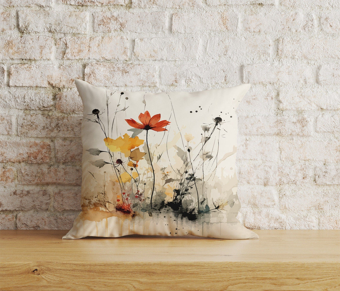 Onay Home Textile Cushion Covers 5 / 12 x 12 inch (30 x 30 cm) Double Side Colorful & Vivid Floral Watercolor Painting Cushion Cover