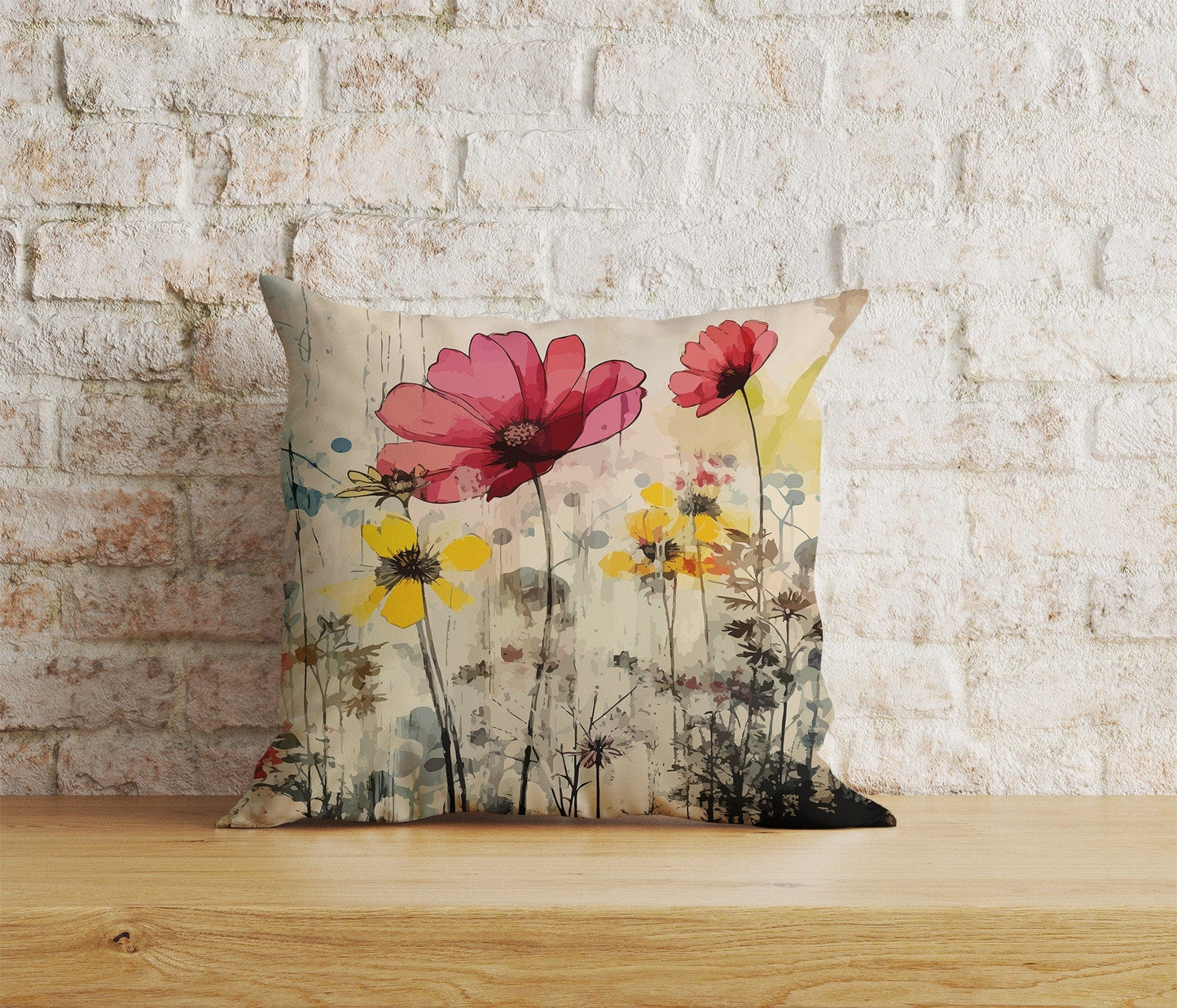 Onay Home Textile Cushion Covers 4 / 12 x 12 inch (30 x 30 cm) Double Side Colorful & Vivid Floral Watercolor Painting Cushion Cover