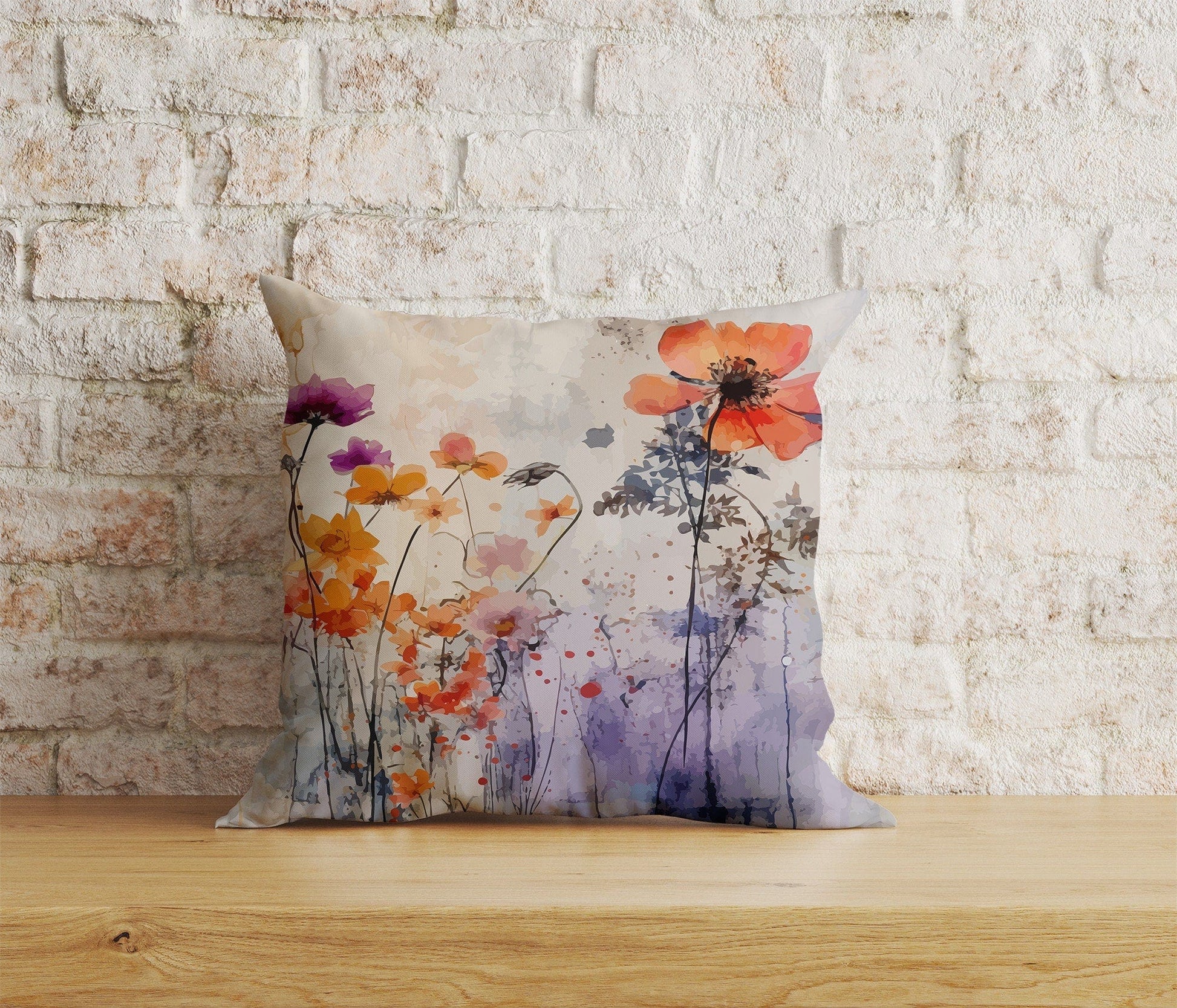 Onay Home Textile Cushion Covers 1 / 12 x 12 inch (30 x 30 cm) Double Side Colorful & Vivid Floral Watercolor Painting Cushion Cover