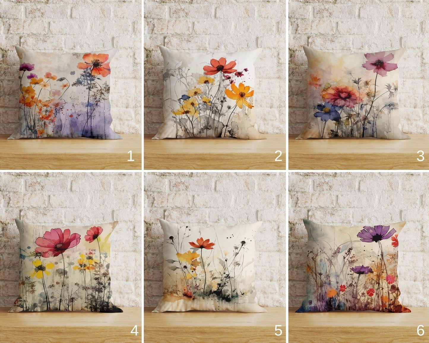 Onay Home Textile Cushion Covers Colorful & Vivid Floral Watercolor Painting Cushion Cover