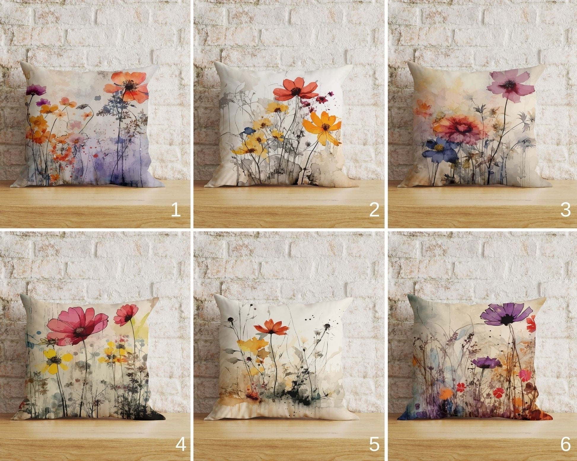 Onay Home Textile Cushion Covers Colorful & Vivid Floral Watercolor Painting Cushion Cover