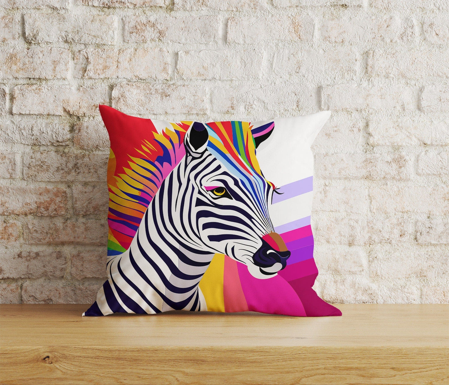 Onay Home Textile Cushion Covers 9 / 12 x 12 inch (30 x 30 cm) Double Side Colorful Zebras Cushion Cover Zebra Pattern Throw Pillow