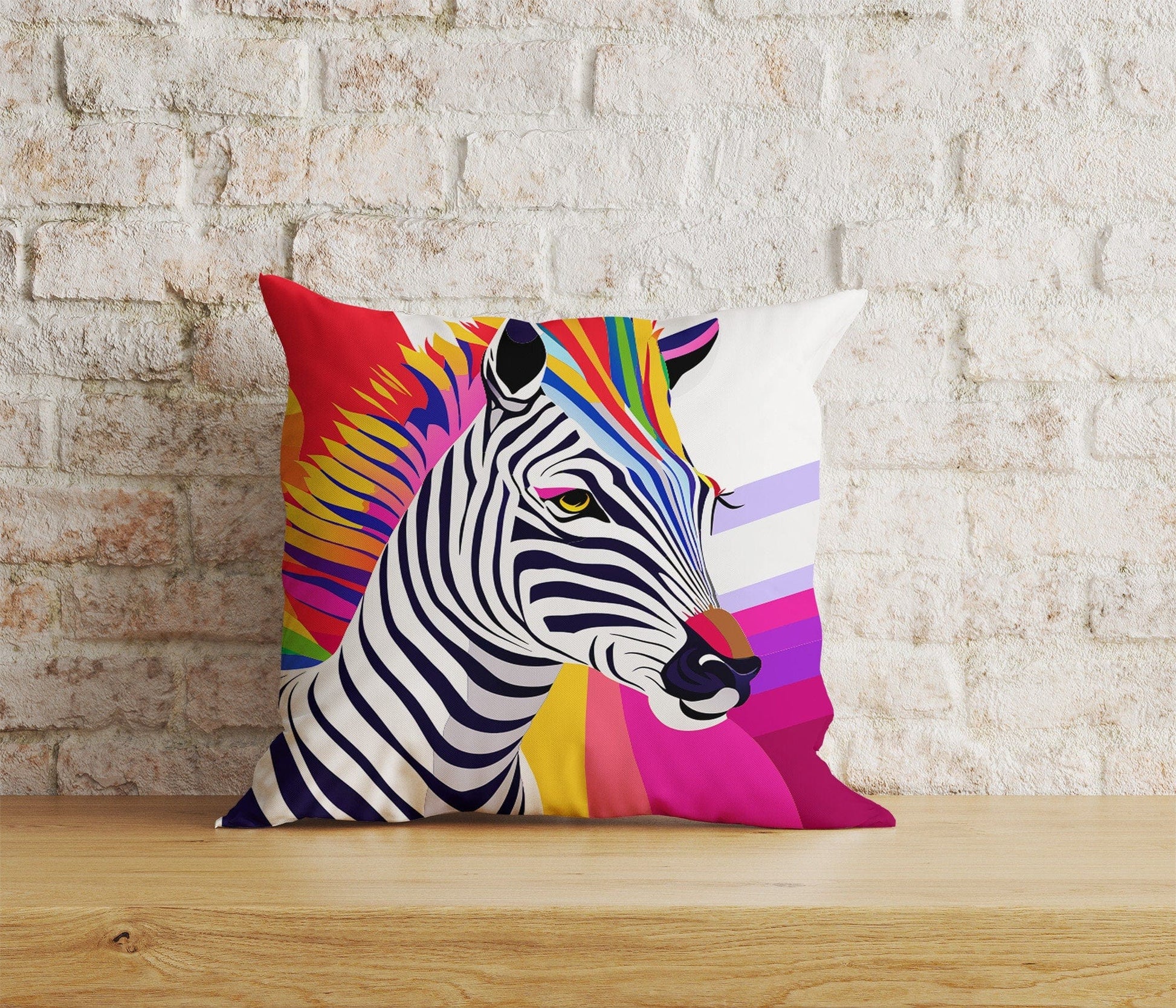 Onay Home Textile Cushion Covers 9 / 12 x 12 inch (30 x 30 cm) Double Side Colorful Zebras Cushion Cover Zebra Pattern Throw Pillow
