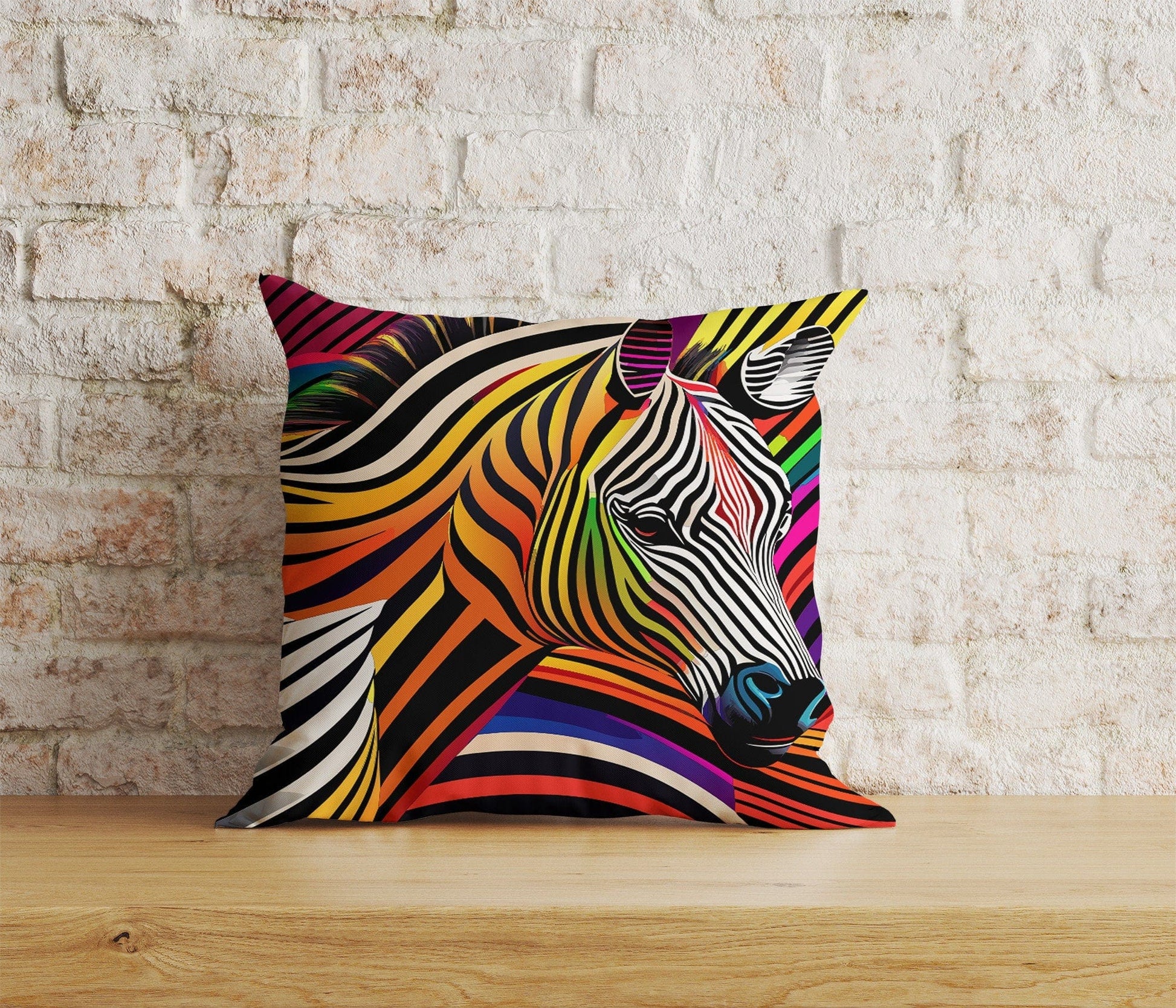 Onay Home Textile Cushion Covers 8 / 12 x 12 inch (30 x 30 cm) Double Side Colorful Zebras Cushion Cover Zebra Pattern Throw Pillow